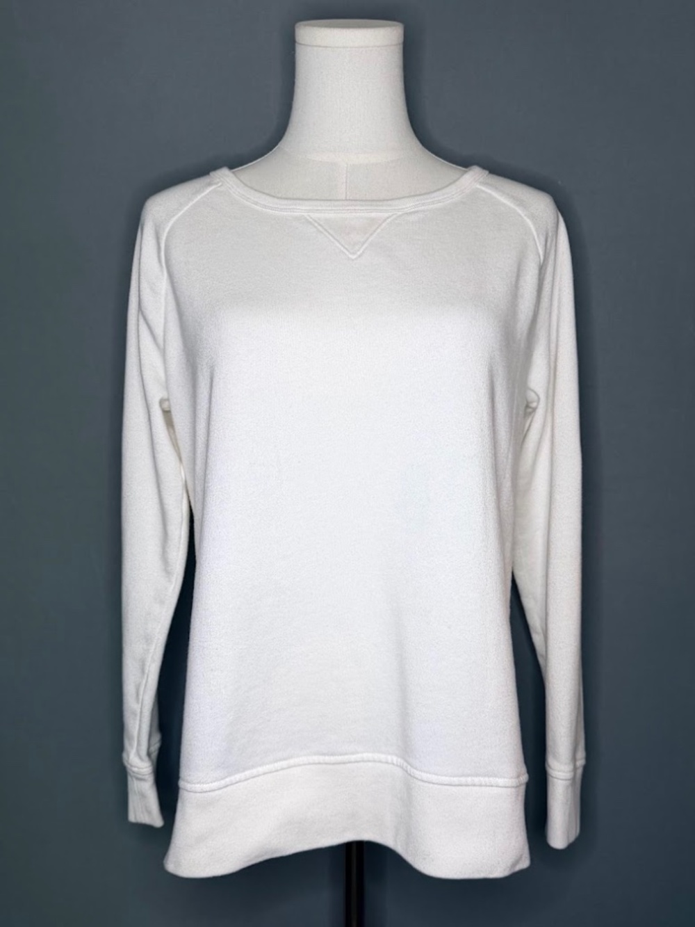 Gap White Fleece Crewneck Sweatshirt Pullover Raglan Sleeve Size XS